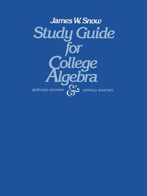 cover image of Study Guide for College Algebra